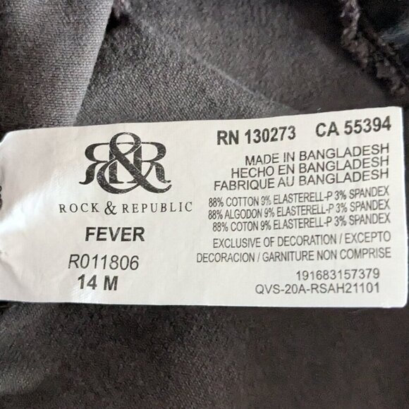 Rock & Republic Pants Size 14 Camouflage Fever Pull-on Jeggings Denim Rx Stretch - Picture 6 of 14